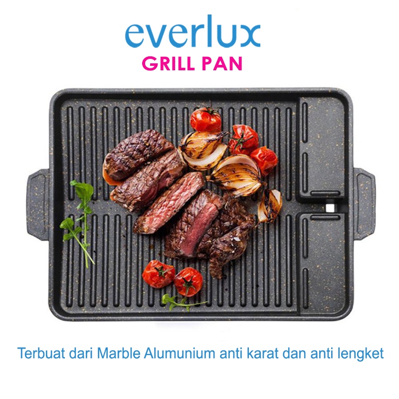 Korean Yakiniku Grill Pan Marble Coating - Alat Panggang Anti Lengket 2157 Panci Pemanggang sate daging barbeque BBQ Panci cetakan kue waffle maker supra bulgogi pan steincookware panci set mayba bolde super pan MAYBA MIRACLE 3 5