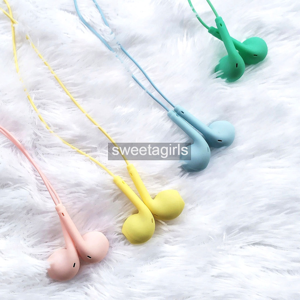 Headset Macaron Matte Color-Korea Premium Candy Earphone EXTRA BASS panjang 1,2 meter