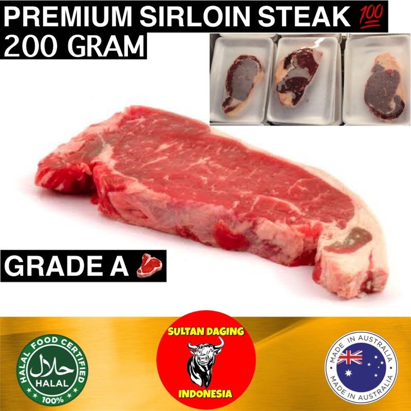 

SIRLOIN STEAK 200 GRAM GRADE A PREMIUM QUALITY IMPORT DARI AUSTRALIA/SIRLOIN STEAK 200GR/ SIRLOIN
