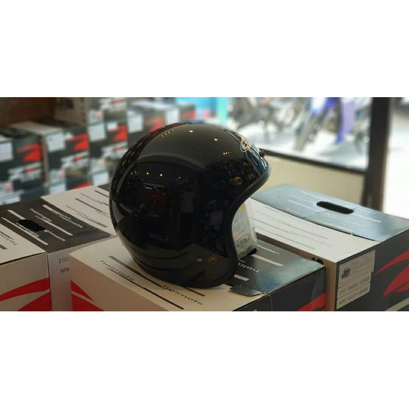 Helm Retro Zeus ZS385C Glossy Black Hitam Gloss model bogo