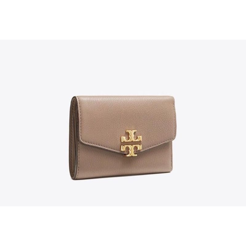 Tory Burch Kira Mixed - Materials Medium Flap Wallet Cream