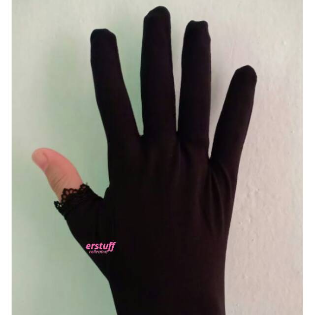 Sarung tangan muslimah / gloves thumbless / sarungtangan renda jempol