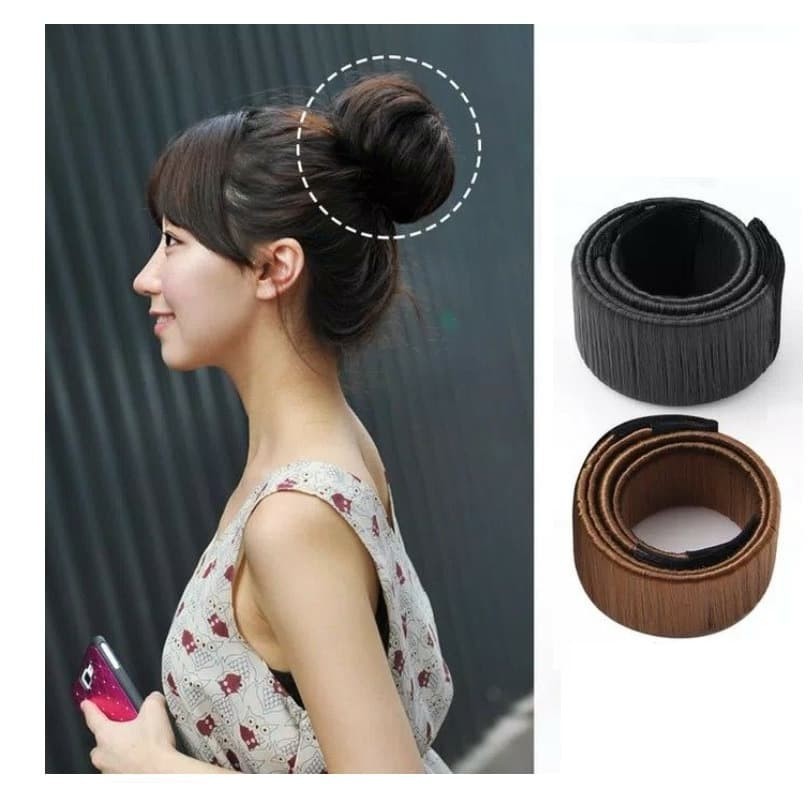 Ikat Rambut Hairbun / Hair Bun Maker / Sanggul Instan Import - Cokelat