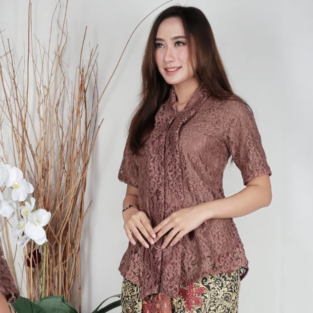 Atasan Kebaya Floy Brukat Pendek 4 Warna Pilihan