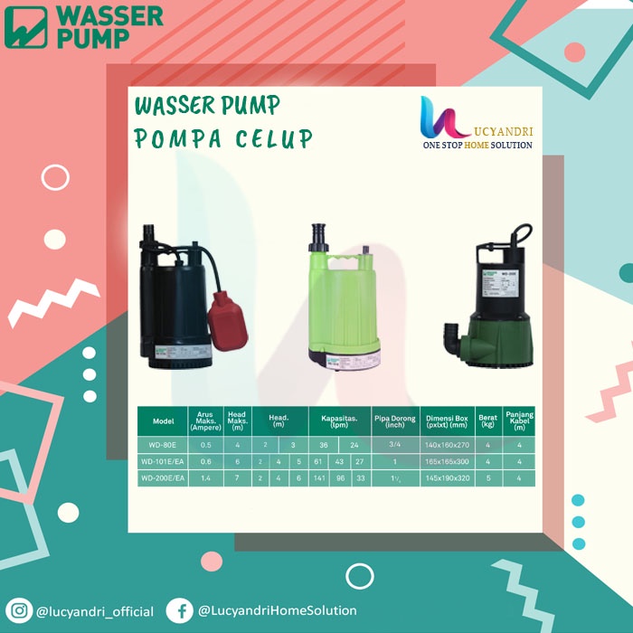 Pompa Celup Wasser Air Bersih | Submersible Pump WD 200 E NON AUTO