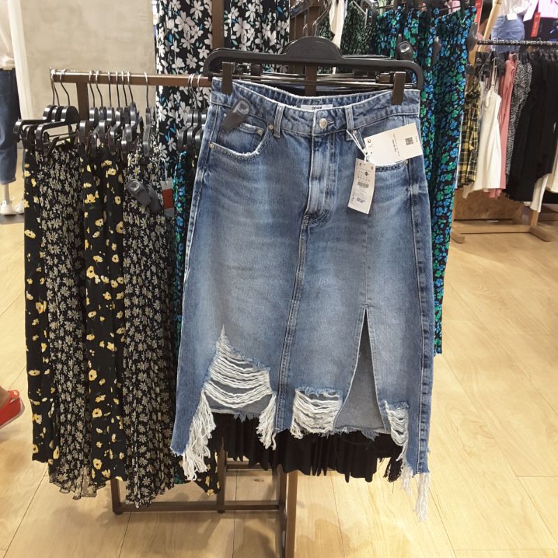 BERSHKA ORI ASLI SALE 80% FREE JASTIP Ripped Jeans Skirt Denim Midi Rok Celana Dress Blouse Jacket