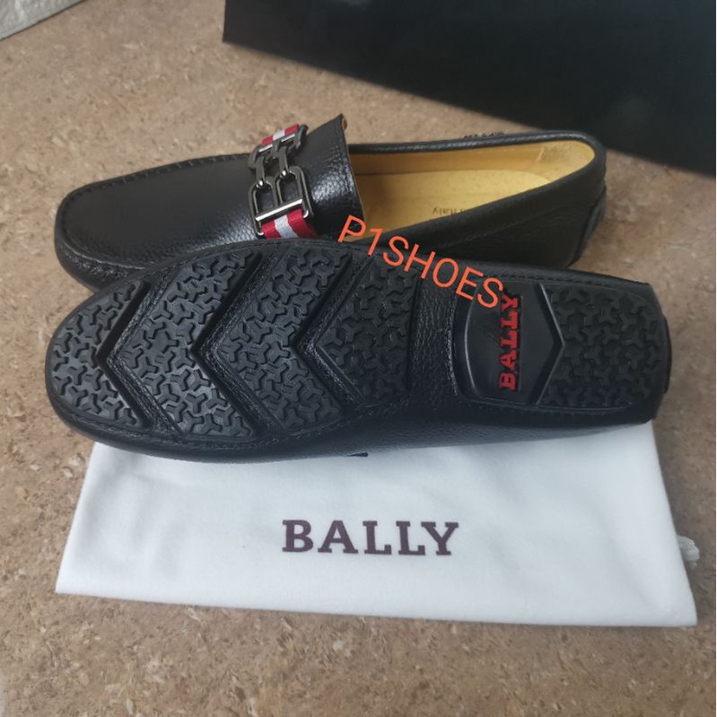 sepatu pria loafer bally Mirror quality model slip on cowok hitam kulit asli