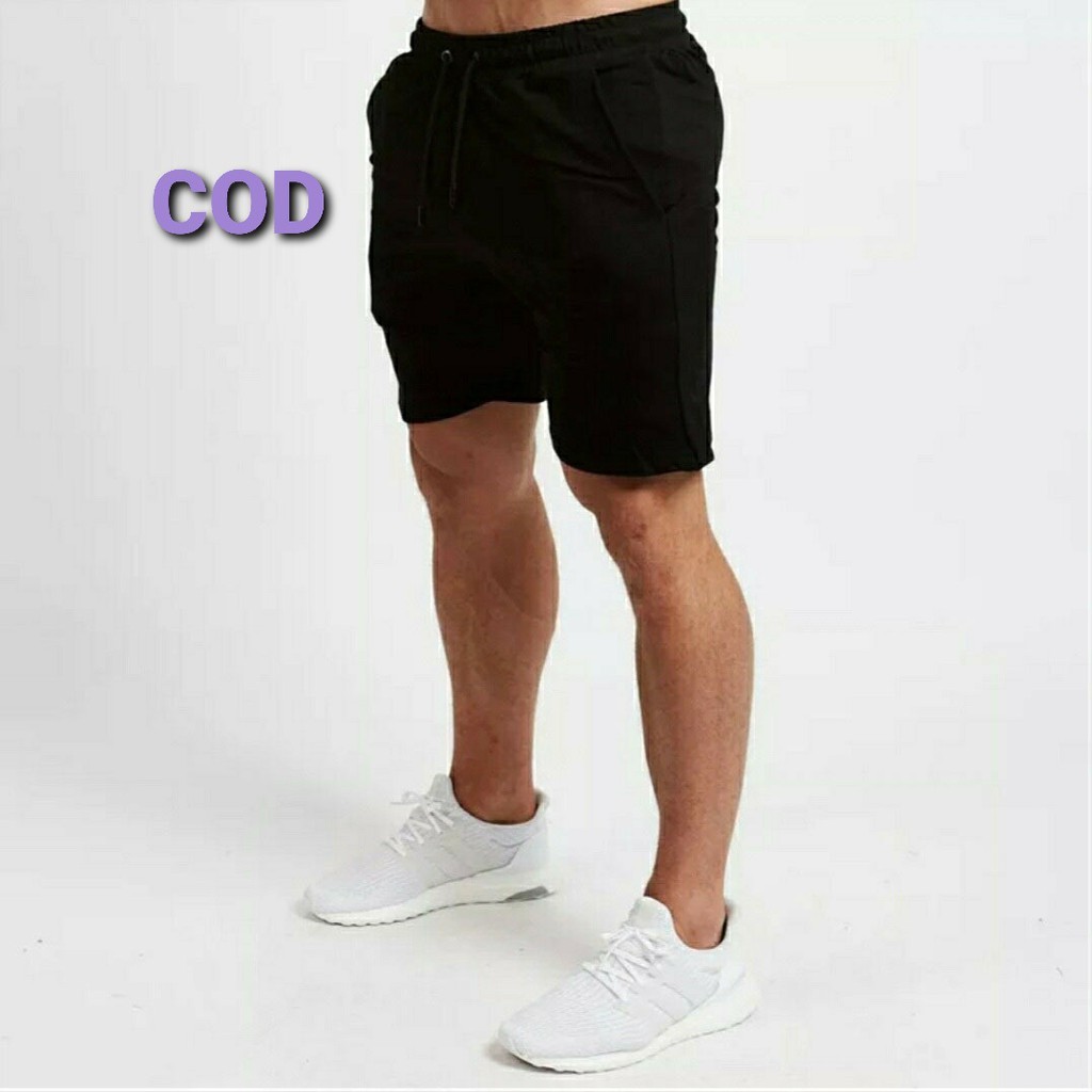 VIGOOO CELANA PENDEK POLOS PRIA BAHAN FLEECE TEBAL UKURAN FREESIZE 28-34