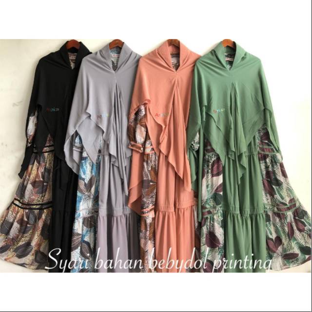 Set Syar'i Babydoll printing ORI Annisa syar'i