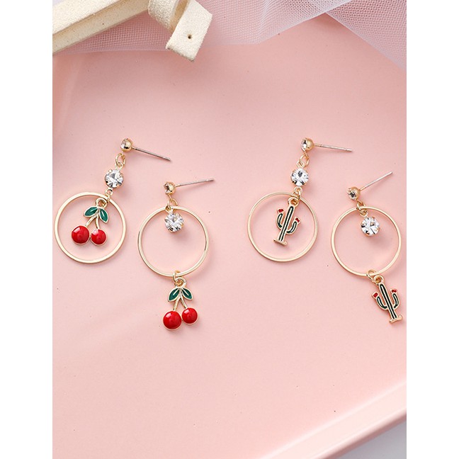 LRC Anting Tusuk Fashion Gold S925 Silver Needle Fruit Earrings F69740