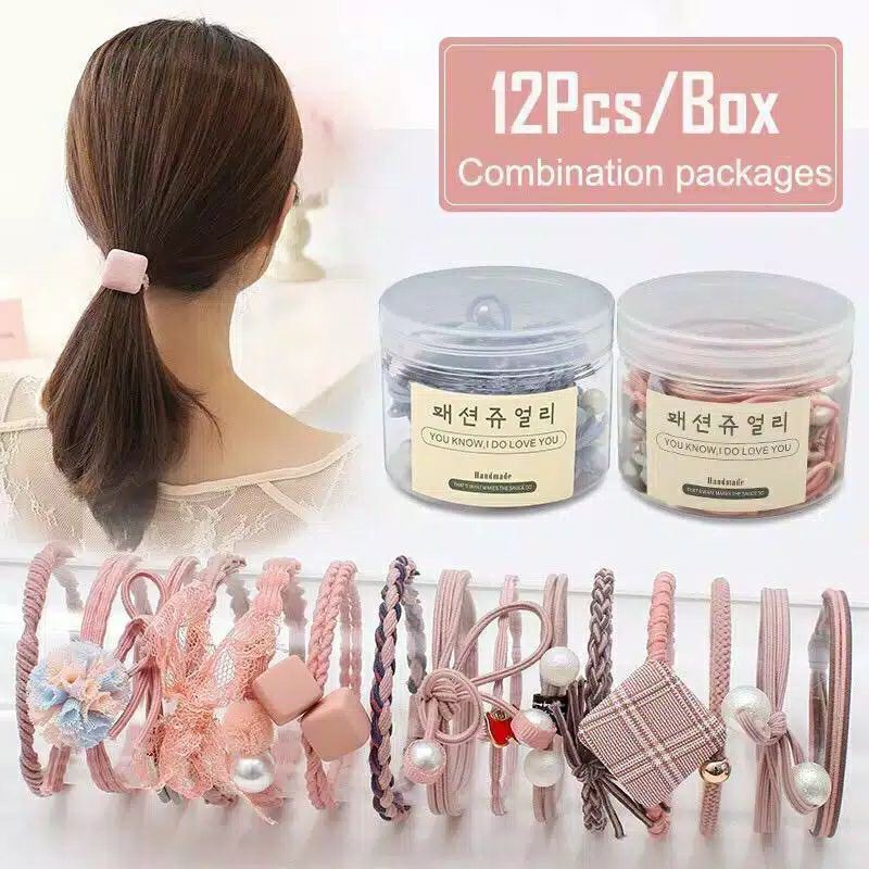 TERLARIS KUNCIRAN RAMBUT KOREA ISI 12 PCS (FREE TOPLES)