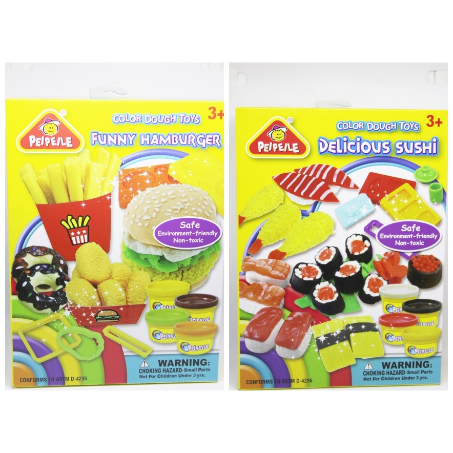 PEIPEILE Doh / Dough mainan playdoh Hamburger dan Sushi
