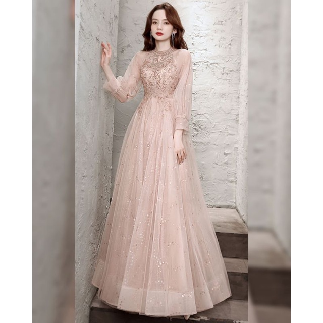Realpic G682 S-3XL Bisa Custom Gaun mewah impor gaun pesta gaun maxi gaun dusty pink gaun bridal lon
