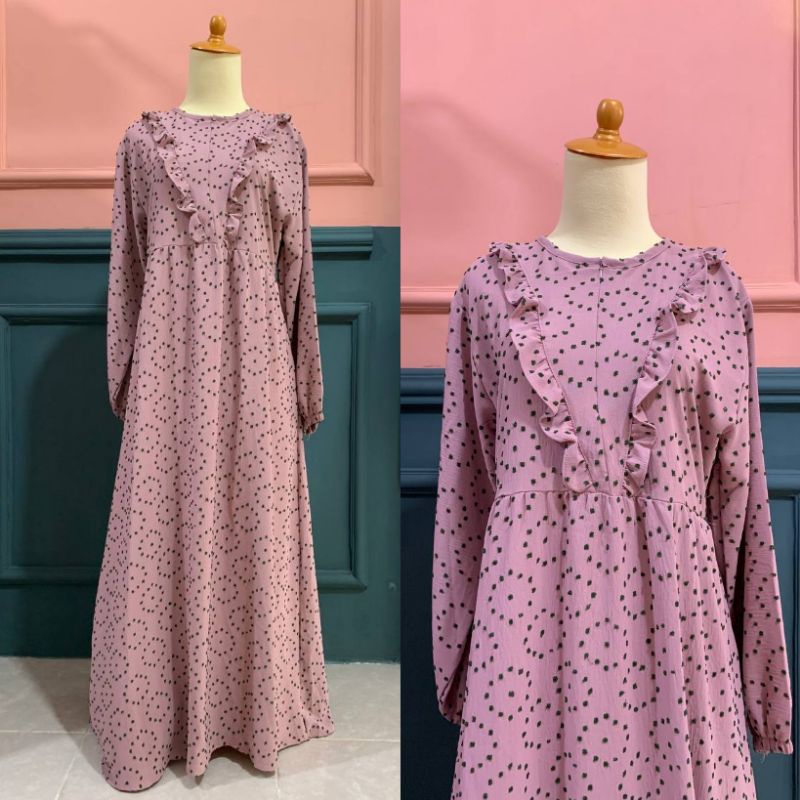 Baju gamis wanita terbaru busui dress muslimah syari motif gamis crinkle premium XL LD 105 gamis ray