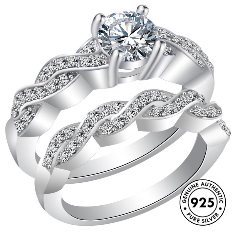 Cincin Berlian Bahan S925 Silver Untuk Pasangan