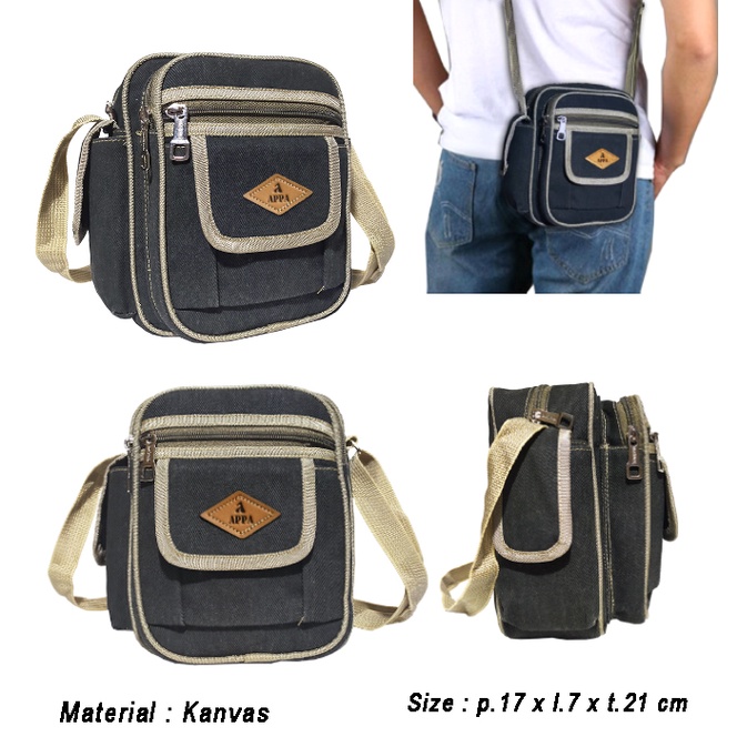 Tas Slempang // Sling bag // Crossbody bag Gaul Kanvas Vintage Classic Pria Wanita
