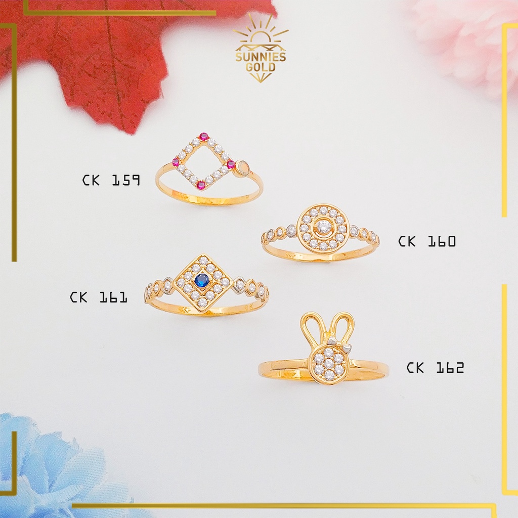 CINCIN WANITA EMAS ASLI KADAR 300 (6K) MODEL KASUAL FUNNY LUCU CINCIN REMAJA KOREA CUTE ELEGAN SIMPL