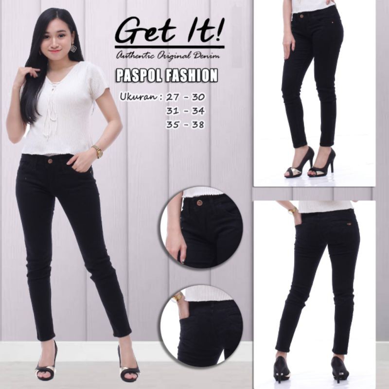 CELANA JEANS WANITA MERK GET IT WARNA HITAM