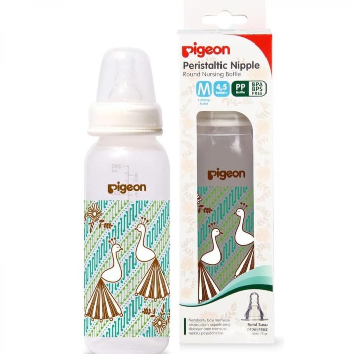 Pigeon Botol PP RP Slim Neck  Batik Merak