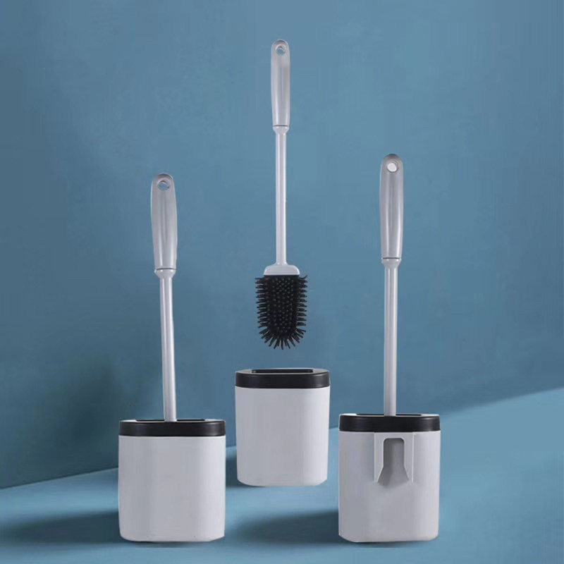 Set Holder Sikat Toilet Bahan Silikon Flexible Tahan Lama Cepat Kering Untuk Kamar Mandi