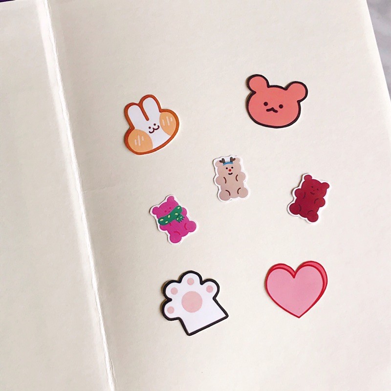 

Mini Random Sticker Pack — Bear Cat Bunny Rabbit Stiker Deco Bullet Journal Bujo Supplies Planner