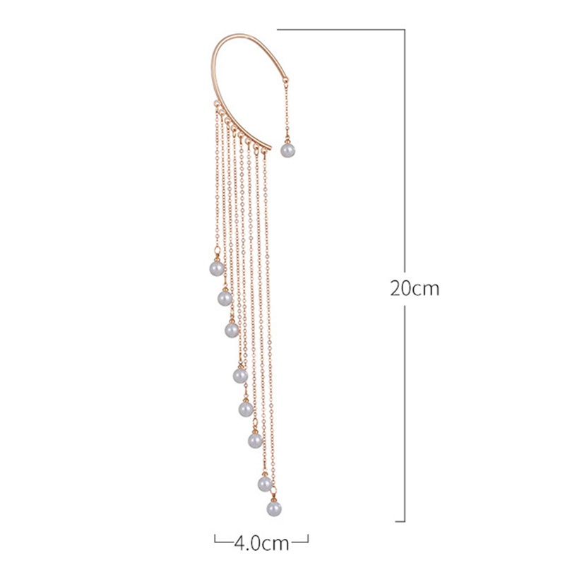 925 Temperament Long Tassel Pearl Gold Earrings Retro No Pierced Party Earring Jewelry Accessories