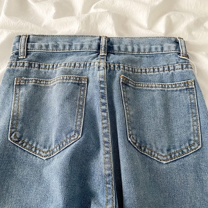 2022 Korean Style Highwaist Straight Kasual Jeans Wanita