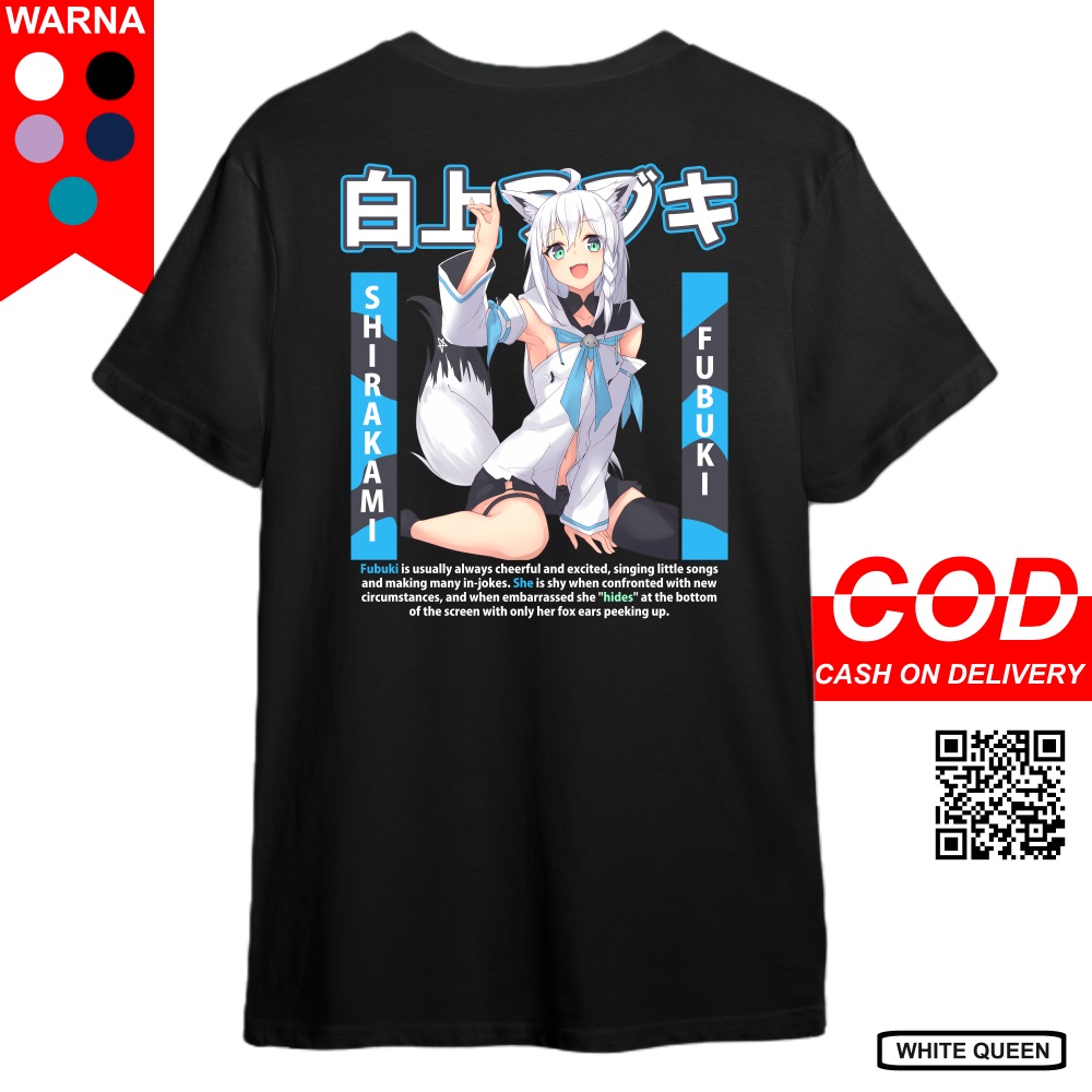 KAOS SHIRAKAMI FUBUKI HOLOLIVE GAMERS -  KAOS DISTRO PRIA & WANITA ANIME & GAME DESIGN VTUBER SHIRAK