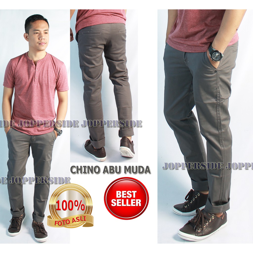 JOPPERSIDE Khusus Celana Panjang Chino Kerja Formal Santai BIG SIZE Jumbo Pria Abu Hitam Moca Krem