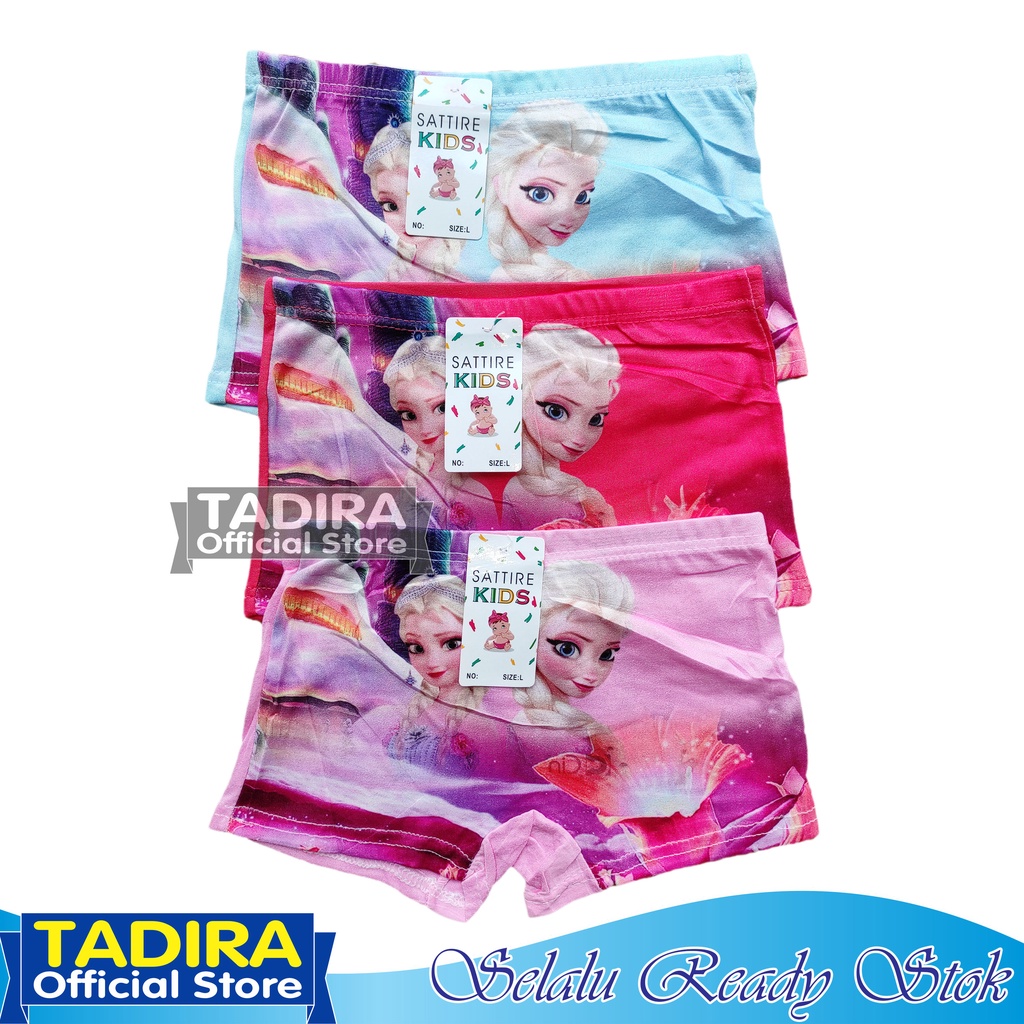 3 Pcs Celana Boxer Anak Perempuan Gambar Kartun Celana Dalam Anak Cewek Karakter Bahan Super Soft TADIRA