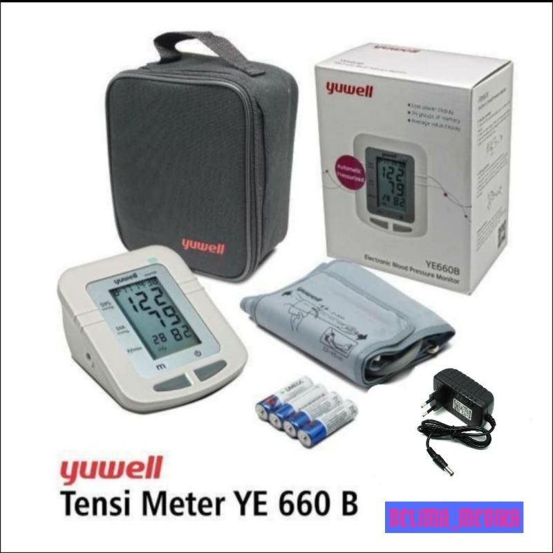 Original Tensimeter Digital Yuwell YE 660B + Adaptor Fullset / Tensimeter Digital Yuwell YE 660 B