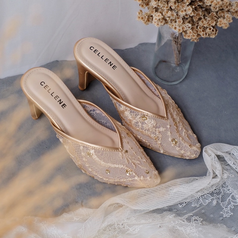 CELLENE Velo Lace Heels / brukat heels wanita 7cm wedding shoes