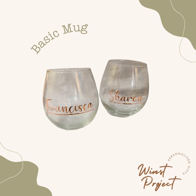 Basic Mug / Custom Gelas Kaca Bening Transparan / Gift Box Glass