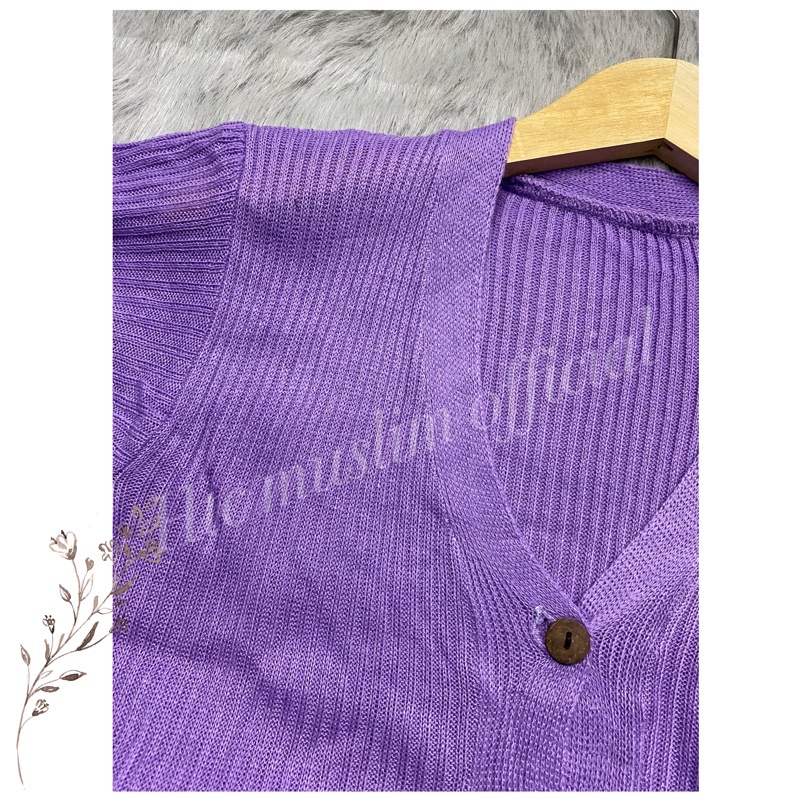 CARDIGAN RAJUT SALUR KANCING BATOK | Cardy Crop Rajut Wanita Oversize-K. BATOK Lylac/Lvndr
