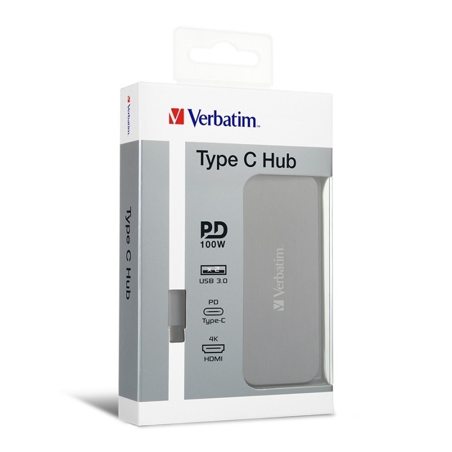 Docking Verbatim USB-C To USB C HDMI PD100W- USB C Hub Verbatim 66123