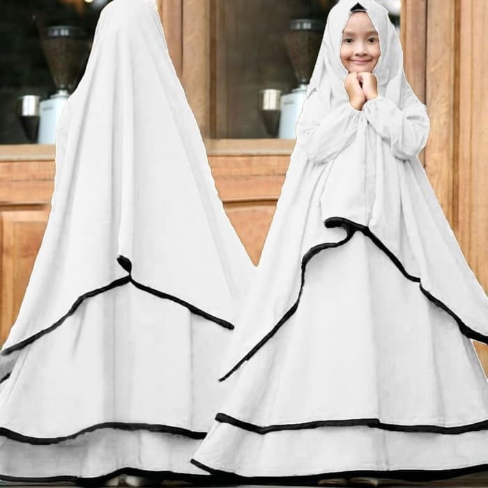 BAJU MUSLIM ANAK PEREMPUAN GAMIS SYARI PUTIH