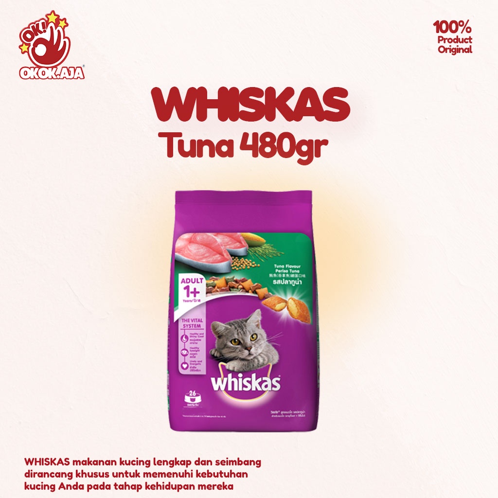 Makanan kucing kering WHISKAS 480gr Adult