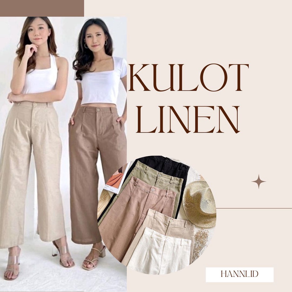 Linen Sleting Celana Kulot Sleting Wanita Terbaru Celana Kulot Linen Sleting