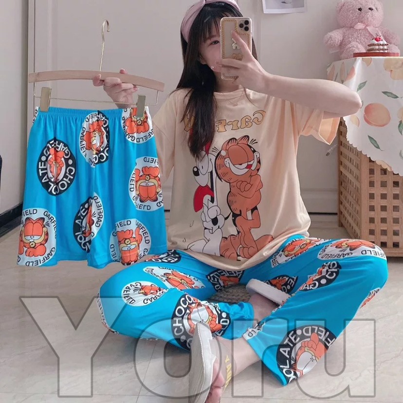 Pamelo.id Setelan Piyama 3in1/Baju tidur import/Piyama 3in1/Setelan 3in1/Baju tidur import