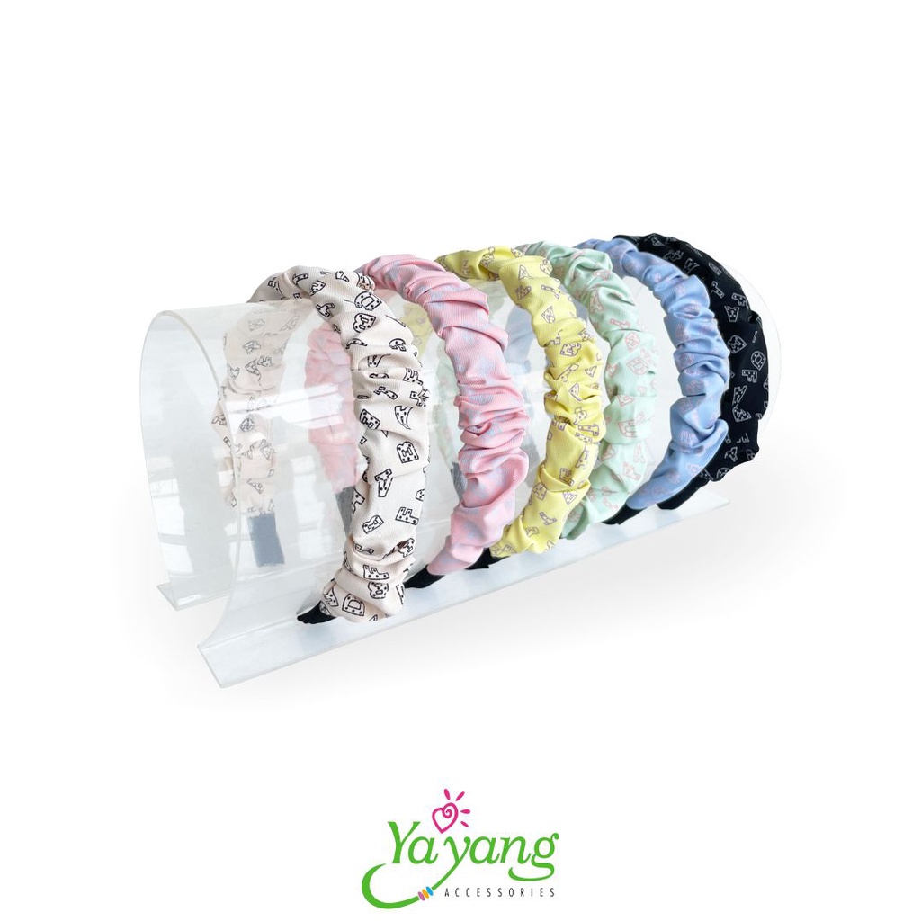 YAYANG Bando Headband Korea Bandana  - Scrunchie Korea Motif Huruf - NAN6217