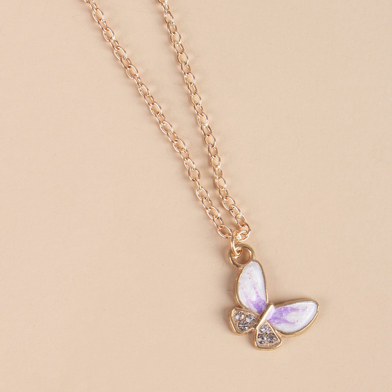 Cute Butterfly Necklaces Pendants Silver Color Cubic Zirconia Jewelry Chain Necklace For Women