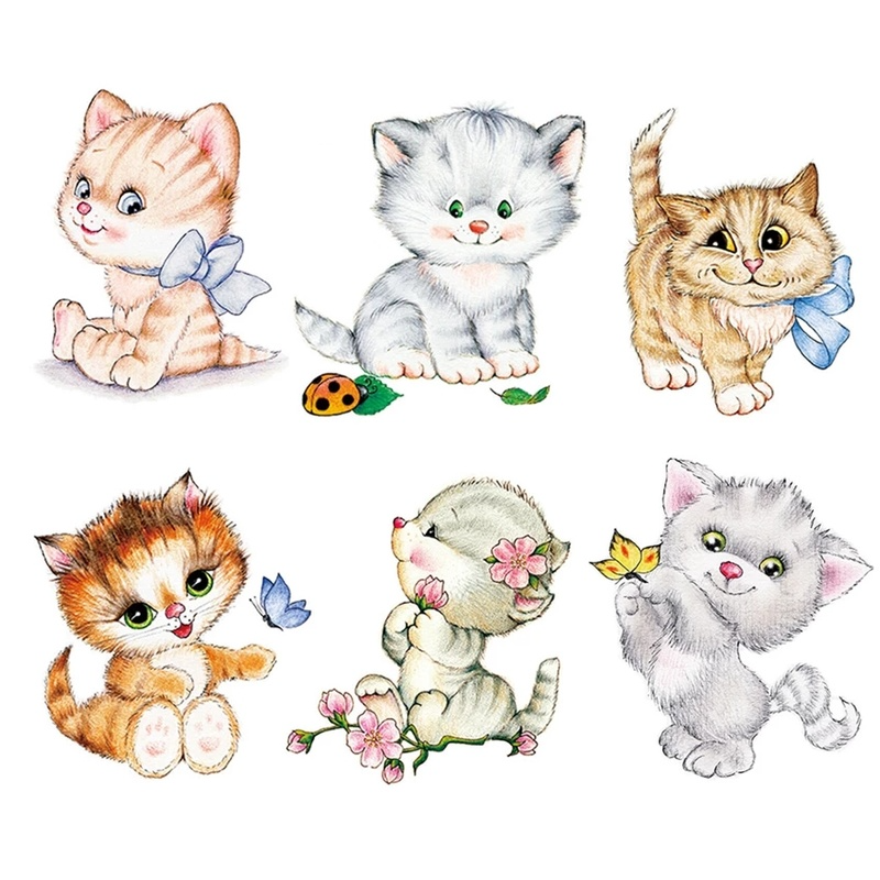 Stiker Dinding Bahan Pvc Motif Kartun Hewan Kucing Untuk Dekorasi Kamar Anak