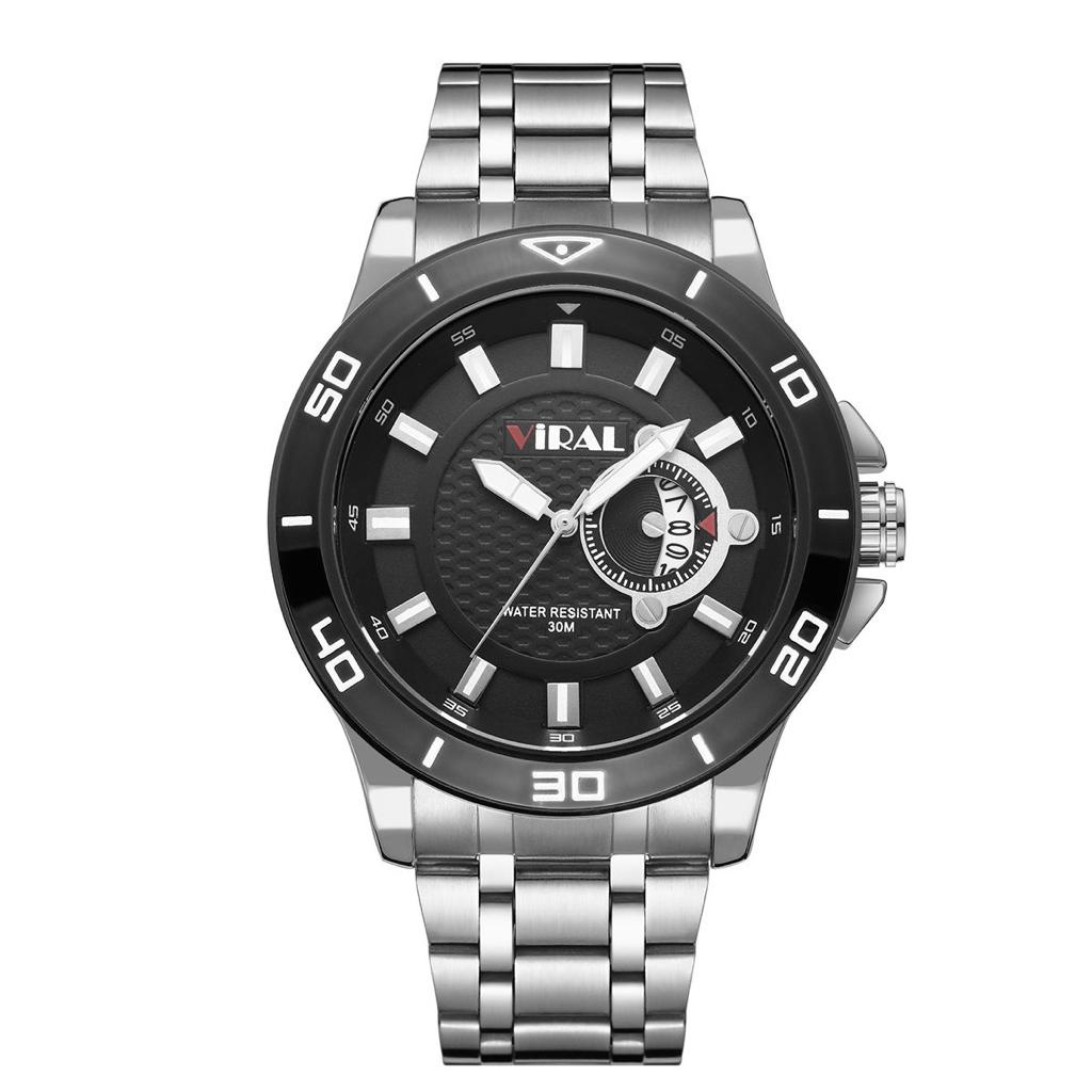 (BW) Jam Tangan Pria Fashion Rantai Stainless Viral Original V-9605 TAHAN AIR ANTI AIR