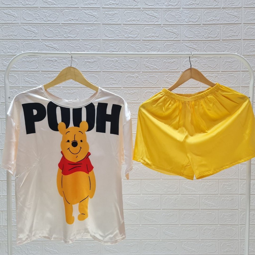 3460 pajamas pooh short one set import baju tidur