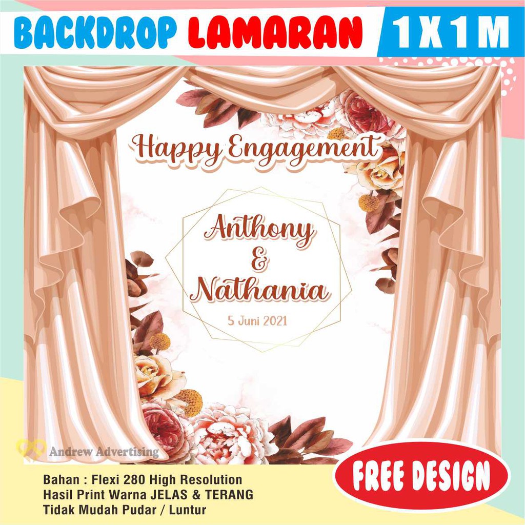 Spanduk Backdrop Lamaran / Backdrop Tunangan / Dekorasi Lamaran