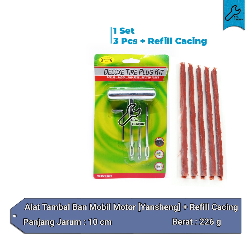 Alat Tusukan Ban Besi Tambalan motor mobil [Yansheng] + Refill Cacing