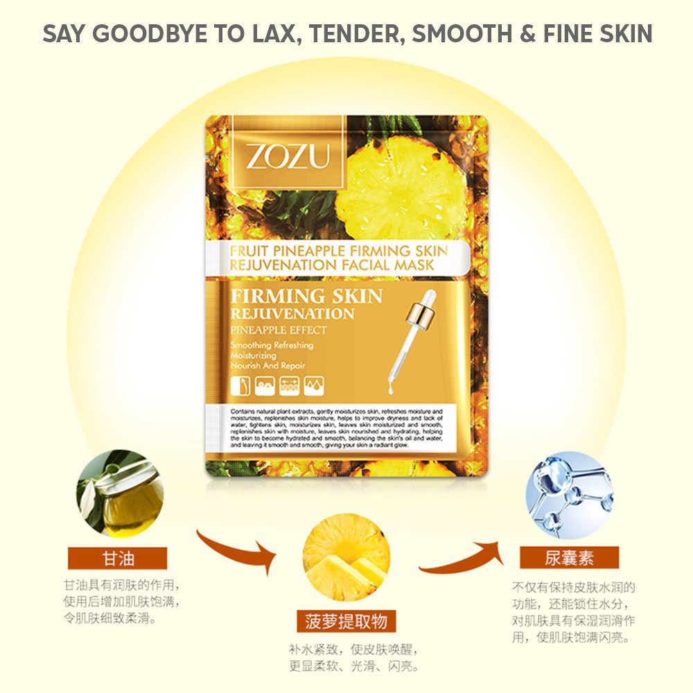 Zozu Fruits Sheet Mask Extract Natural Hydrating Facial Mask Masker Wajah Ekstrak Buah Buahan