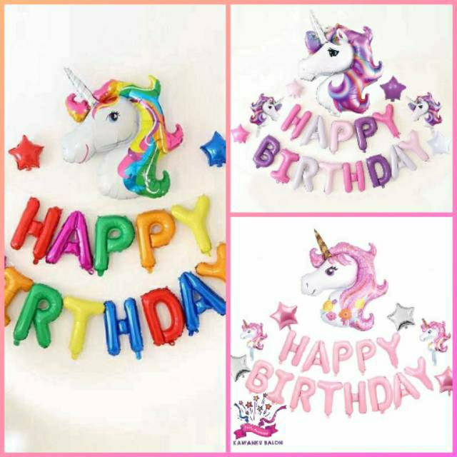 3 color unicorn dekorasi set/dekorasi ulang tahun unicorn