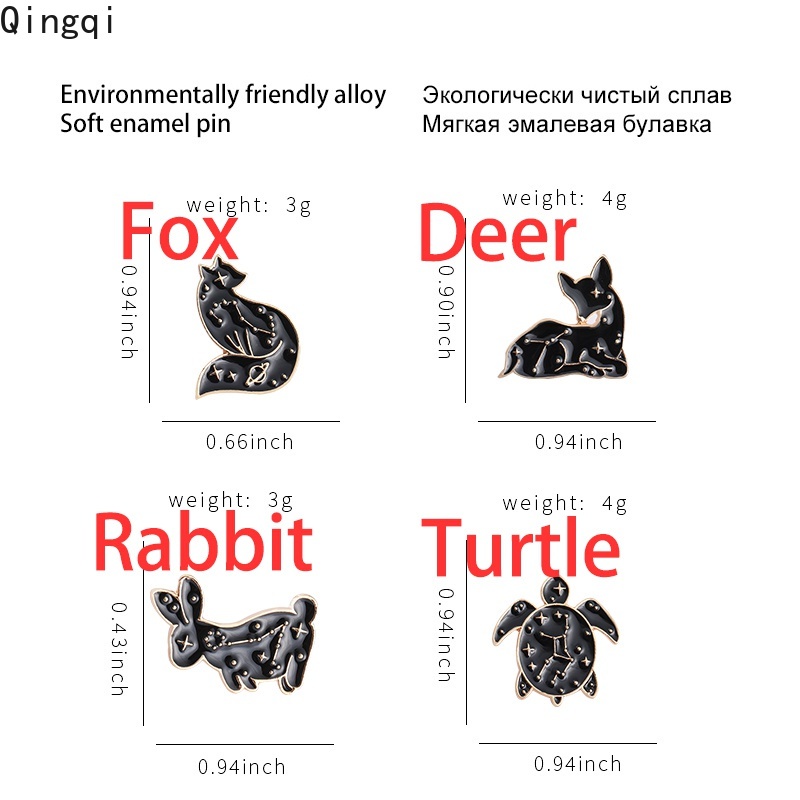 Bros Pin Desain Kartun Hewan Kelinci Rubah Penyu Rusa Untuk Hadiah