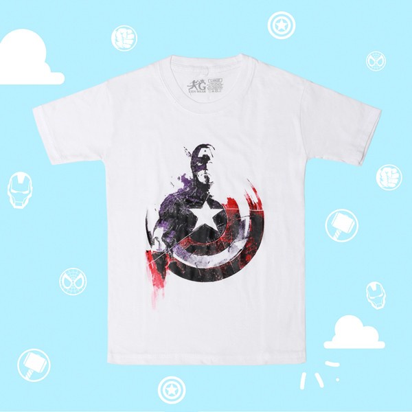 Kaos Anak Laki Karakter Superhero Cowok Hulk Ironman Spiderman Captain America Katun Combed